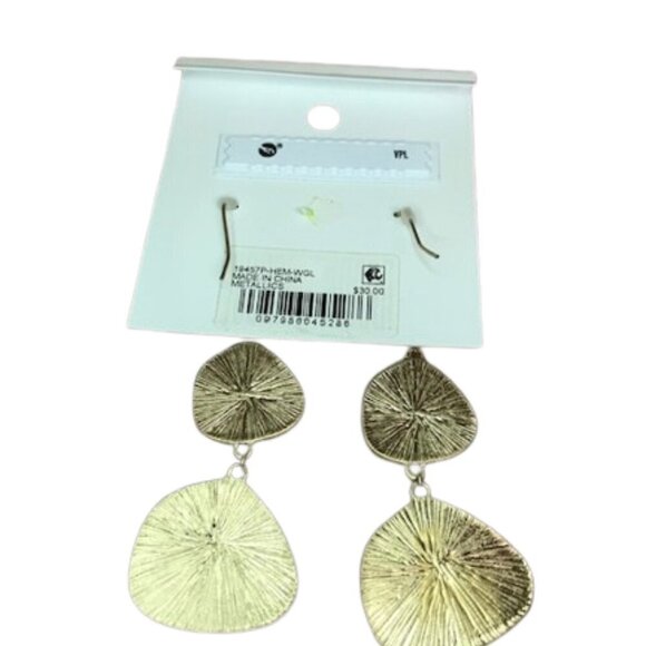 evie & emma Gold Graduated Hematite Stone Encrusted Triple Drop Earrings Black - Picture 4 of 6